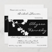 Japanisches Schwarz-Weiß-Brautparty Einladung (Vorne/Hinten)