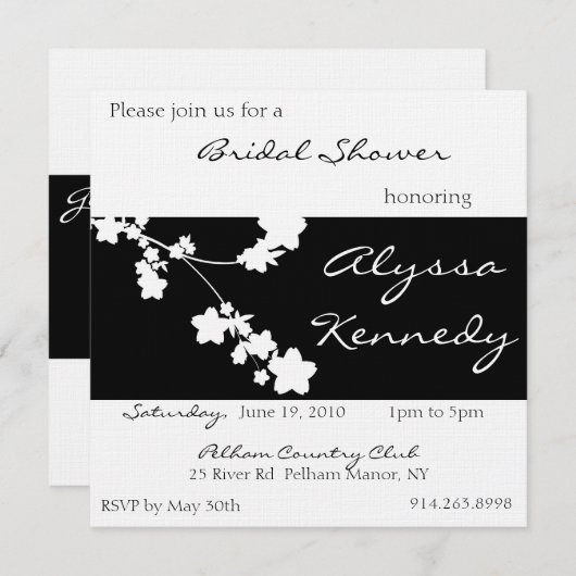 Japanisches Schwarz-Weiß-Brautparty Einladung (Vorne/Hinten)