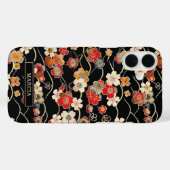Japanisches schwarzes Blumenmuster mit Monogramm Case-Mate iPhone Hülle (Rückseite (Horizontal))