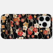 Japanisches schwarzes Blumenmuster mit Monogramm Case-Mate iPhone Hülle (Rückseite (Horizontal))