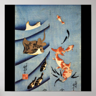 Japanisches Seebad, antike japanische Kunst. c. 18 Poster