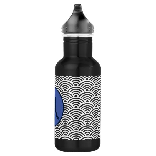 japanisches Seigaiha-Wave-Muster mit Monogramm Edelstahlflasche (Rechts)