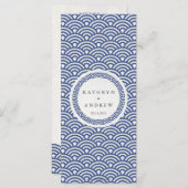 Japanisches Seigaiha Waves Elegant Beach Wedding M Menükarte (Vorne/Hinten)