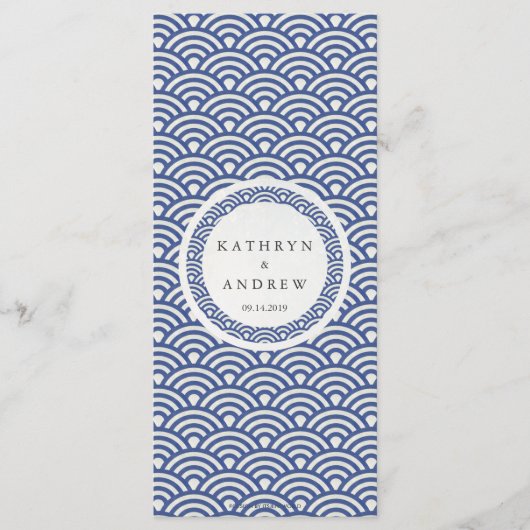 Japanisches Seigaiha Waves Elegant Beach Wedding M Menükarte (Vorderseite)