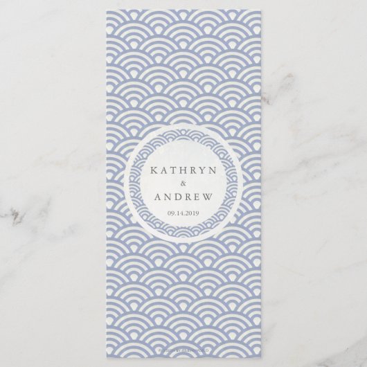 Japanisches Seigaiha Waves Elegant Beach Wedding M Menükarte (Vorderseite)