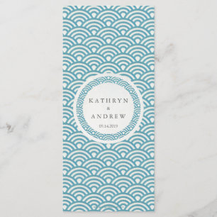 Japanisches Seigaiha Waves Elegant Beach Wedding M Menükarte