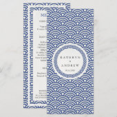 Japanisches Seigaiha Waves Elegant Beach Wedding M Menükarte (Vorne/Hinten)