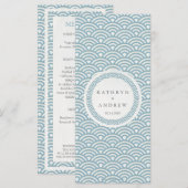 Japanisches Seigaiha Waves Elegant Beach Wedding M Menükarte (Vorne/Hinten)