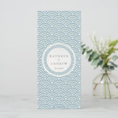 Japanisches Seigaiha Waves Elegant Beach Wedding M Menükarte (Stehend Vorderseite)