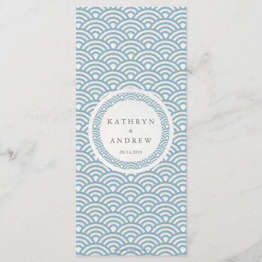 Japanisches Seigaiha Waves Elegant Beach Wedding M Menükarte (Vorderseite)