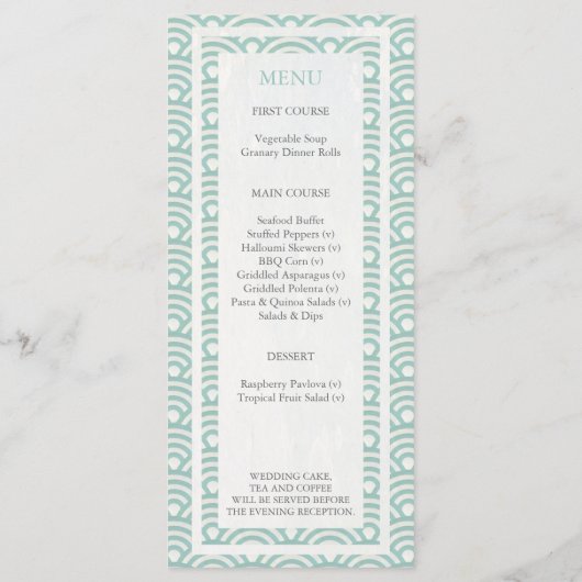 Japanisches Seigaiha Waves Elegant Beach Wedding M Menükarte (Rückseite)