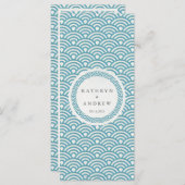 Japanisches Seigaiha Waves Elegant Beach Wedding M Menükarte (Vorne/Hinten)