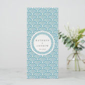 Japanisches Seigaiha Waves Elegant Beach Wedding M Menükarte (Stehend Vorderseite)