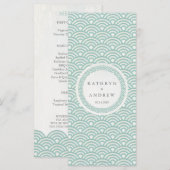 Japanisches Seigaiha Waves Elegant Beach Wedding M Menükarte (Vorne/Hinten)