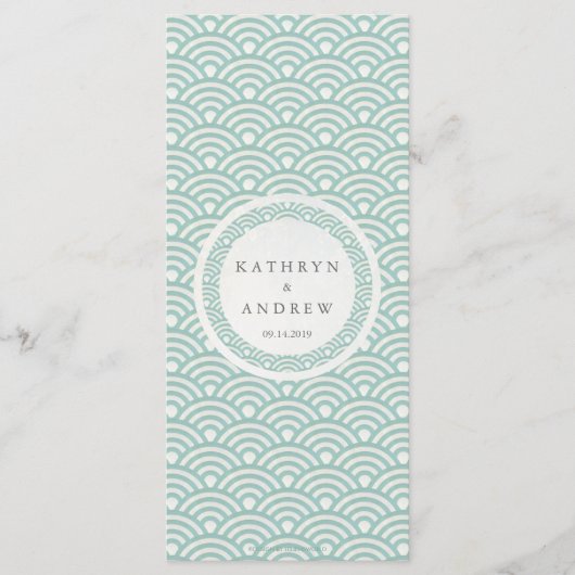 Japanisches Seigaiha Waves Elegant Beach Wedding M Menükarte (Vorderseite)
