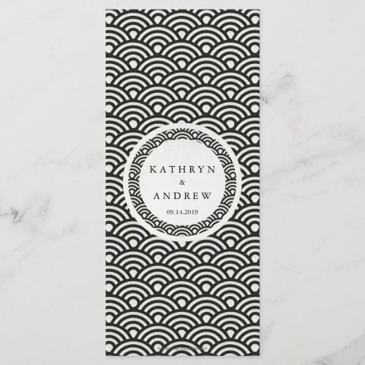 Japanisches Seigaiha Waves Elegant Beach Wedding M Menükarte (Vorderseite)