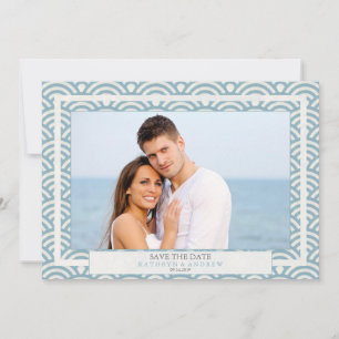 Japanisches Seigaiha Waves Save the Date flaches F Einladung