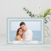 Japanisches Seigaiha Waves Save the Date flaches F Einladung (Stehend Vorderseite)