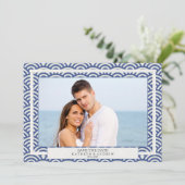 Japanisches Seigaiha Waves Save the Date flaches F Einladung (Stehend Vorderseite)