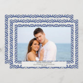 Japanisches Seigaiha Waves Save the Date flaches F Einladung (Vorne/Hinten)