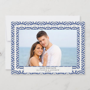 Japanisches Seigaiha Waves Save the Date flaches F Einladung