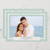 Japanisches Seigaiha Waves Save the Date flaches F Einladung (Vorne/Hinten)