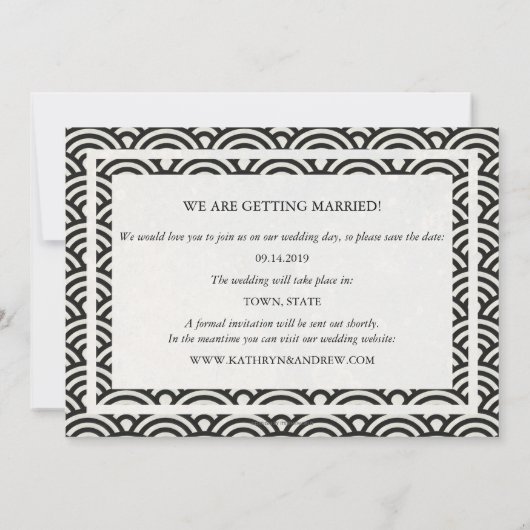 Japanisches Seigaiha Waves Save the Date flaches F Einladung (Rückseite)