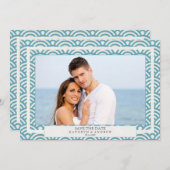 Japanisches Seigaiha Waves Save the Date flaches F Einladung (Vorne/Hinten)