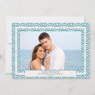 Japanisches Seigaiha Waves Save the Date flaches F Einladung