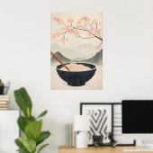 Japanisches Soba-Nudel-Poster mit Kirschblüte Poster (Heimbüro)