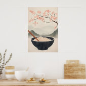 Japanisches Soba-Nudel-Poster mit Kirschblüte Poster (Küche)