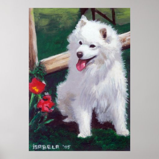 Japanisches Spitz Dog Portrait Poster (Vorne)