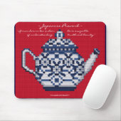 JAPANISCHES SPRICHWORT TEA POT Cross-Stitch-Design Mousepad (Mit Mouse)
