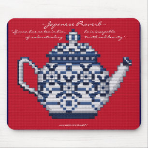 JAPANISCHES SPRICHWORT TEA POT Cross-Stitch-Design Mousepad