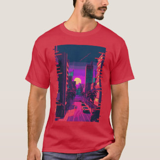 Japanisches Stadt Indie Ästhetik Glitch Art 80er 9 T-Shirt
