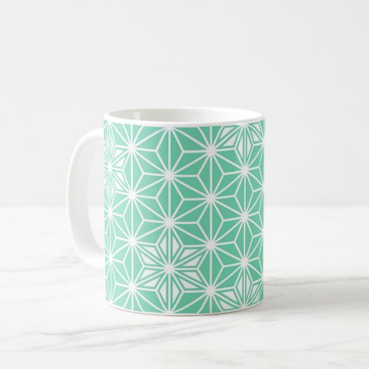 Japanisches Sternmuster - leichtes Aqua Kaffeetasse (Vorderseite Links)