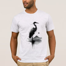 Japanisches Sumi-e Tuschwasch-Kran Zen T-Shirt
