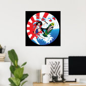 Japanisches Surfer Poster (Heimbüro)
