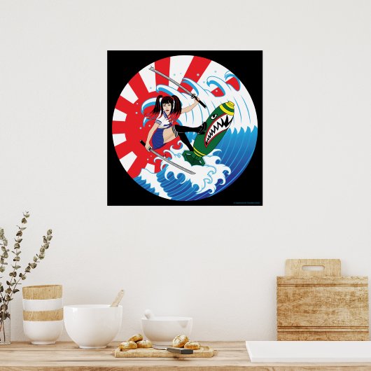 Japanisches Surfer Poster (Küche)