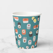 Japanisches Sushi Muster Aquamarin Green Pappbecher (Rückseite)