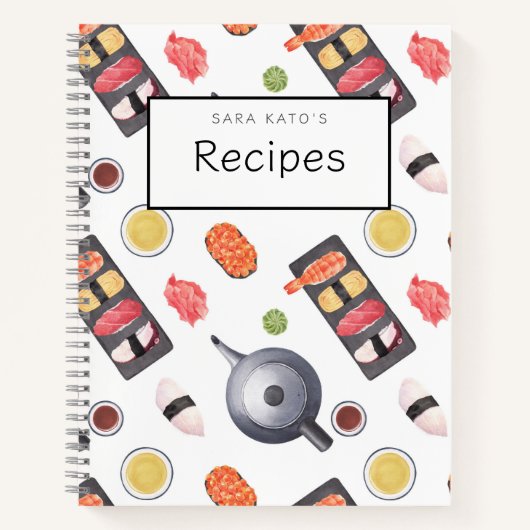 Japanisches Sushi Nigiri Musterbeispiel Rezept Buc Notizblock (Vorderseite)