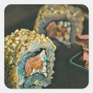 japanisches Sushi Quadratischer Aufkleber