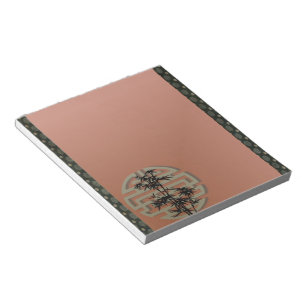 Japanisches Symbol mit Bonsai auf Russet Postage Notizblock