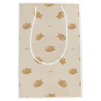 Japanisches Taiyaki & Seigaiha-Geschenkpapier Mittlere Geschenktüte