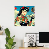 Japanisches Tattooisches Button Poster (Heimbüro)