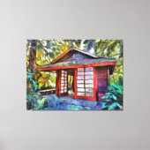 Japanisches Teehaus im Wald Leinwanddruck (Vorderseite)