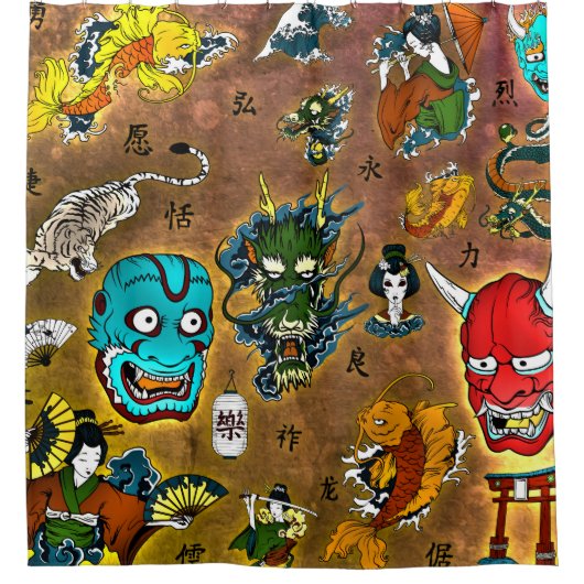 Japanisches Thema Duschvorhang (Vorderseite)