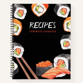 Japanisches Thema individuell anpassbare Black Rec Notizblock