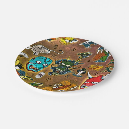 Japanisches Thema Pappteller (Schrägansicht)