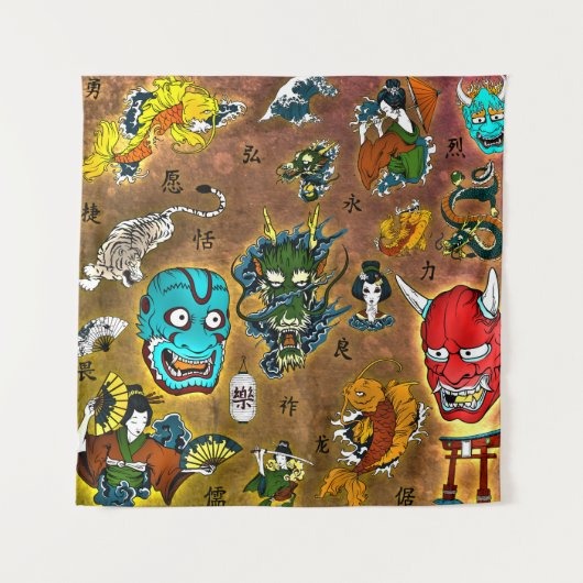 Japanisches Thema Wandteppich (Vorderseite)